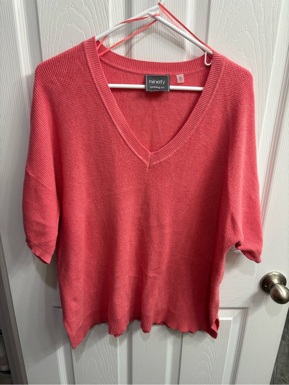 Ninety Coral Ribbed Knit Top